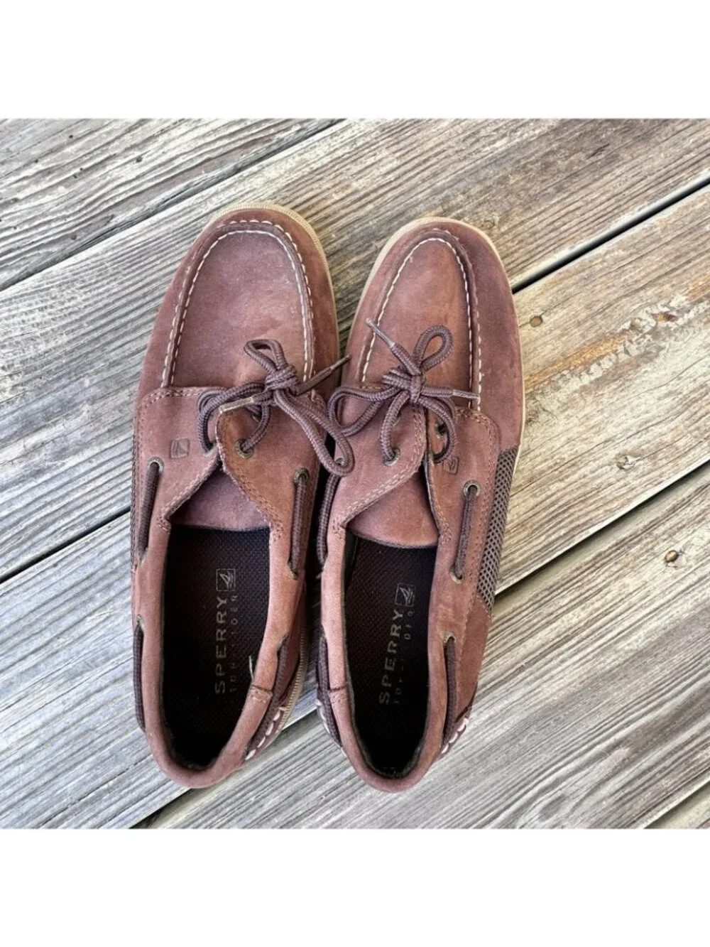 Sperry Intrepid Top Sider Boat Shoes Boys Size 7M Brown Leather Lace Up